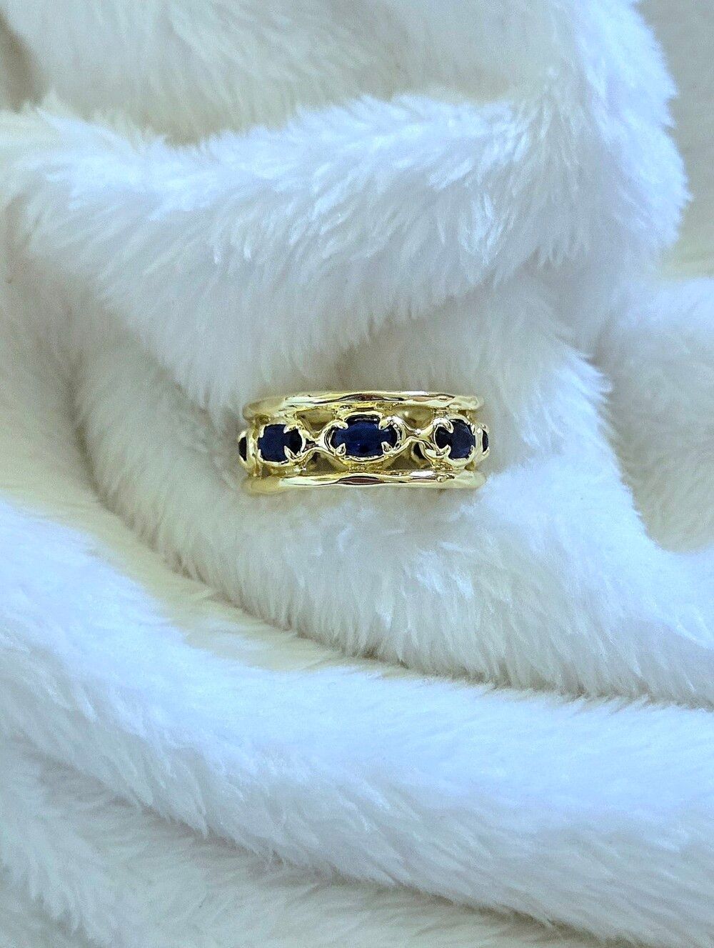 Zeyzey Gold💛 Double✌️ Band with Blue💙 Crystals💎 Ring💍 - NWT - Picture 6 of 16